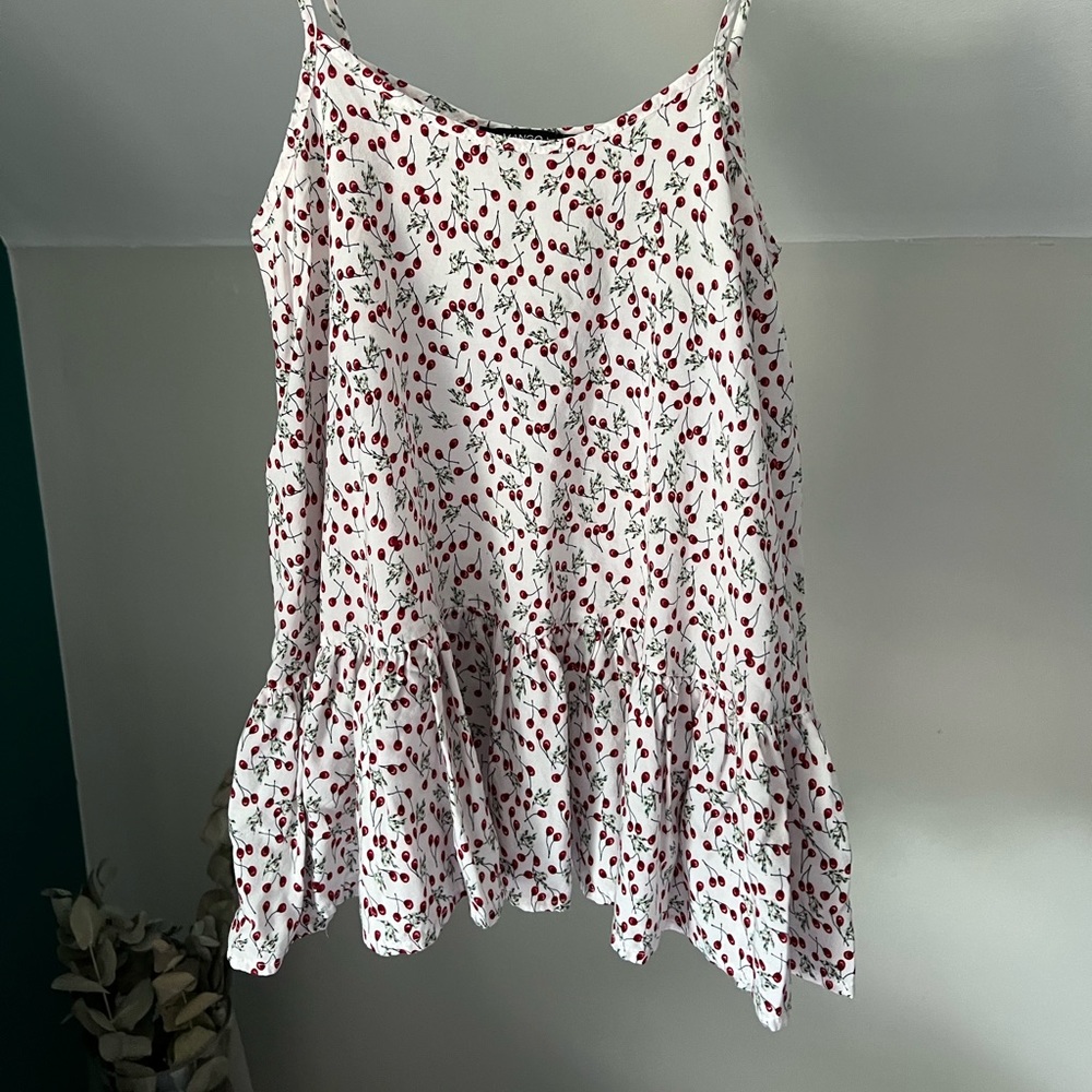 Cherry print peplum tank